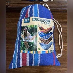NEW Bliss Hammock in a Bag – Blue Stripe – 220lb Capacity Easy Set Up, Portable